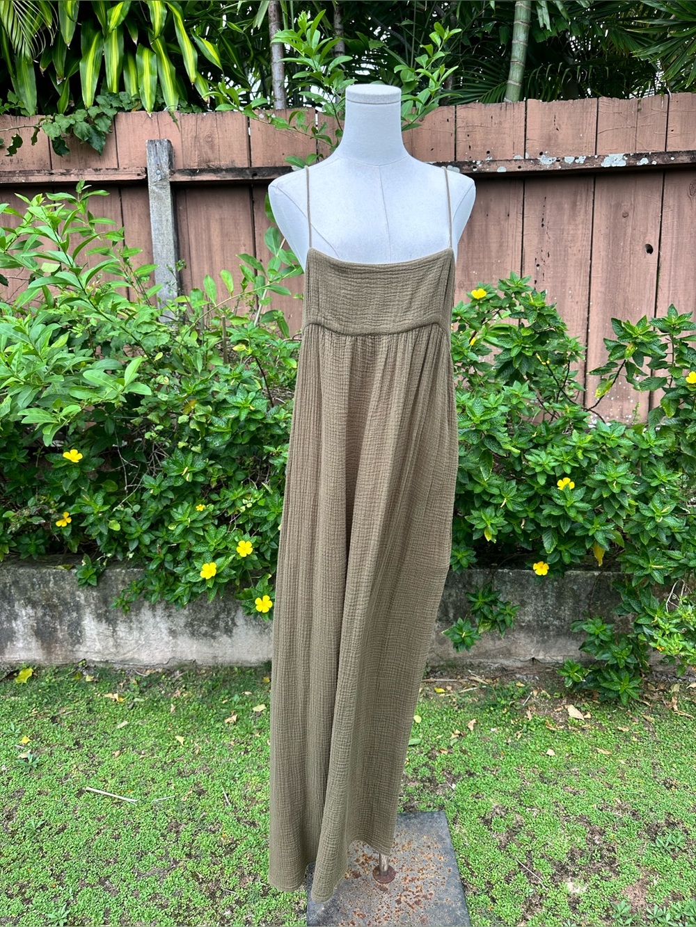 Mikoh Olive Green Cotton Maxi Dress Size 3